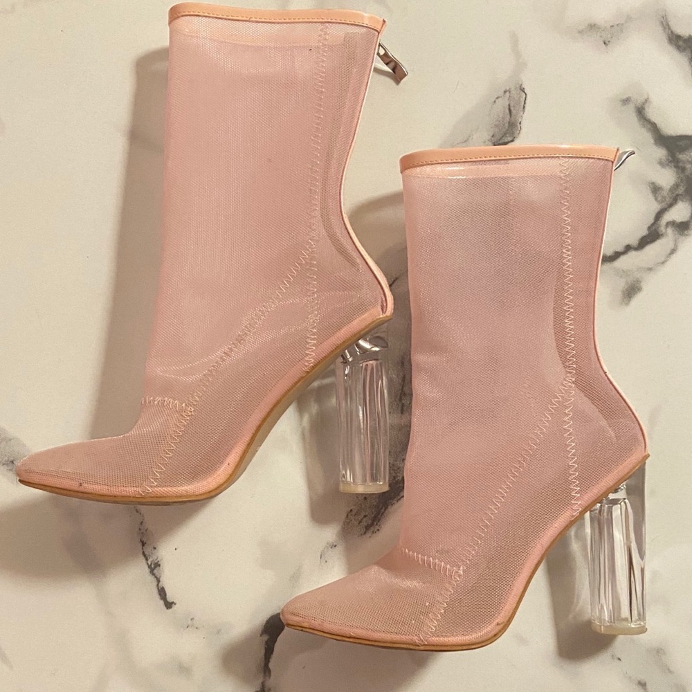 Pink Mesh Heels